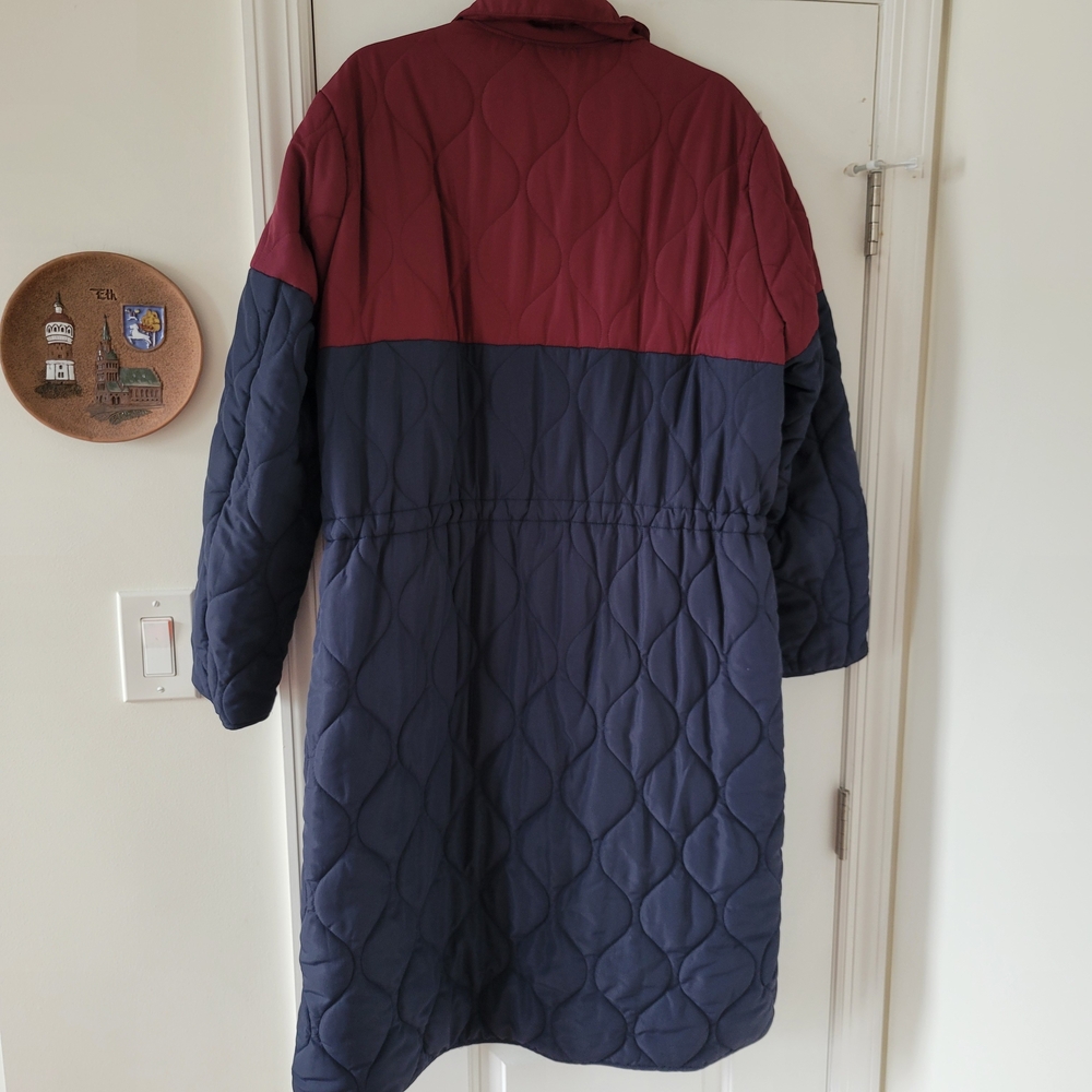 Summersalt‎ Long Colorblock Eco Quilted Coat Midnight & Black Cherry 1XL - Picture 6 of 11